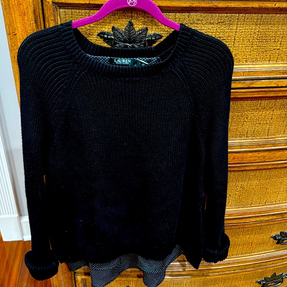 Lauren Ralph Lauren sweater blouse with high low hem.